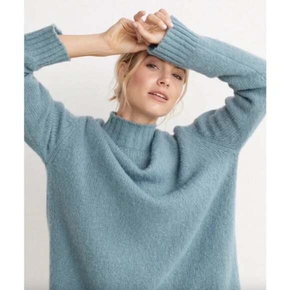 Jenni Kayne Alpaca Mockneck Pullover Vintage Blue - Picture 1 of 8